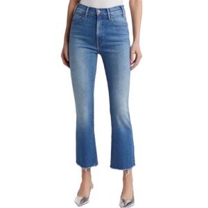 MOTHER The Hustler Ankle Fray Jeans Groovin Blue Crop Kick Flare Jeans size 25